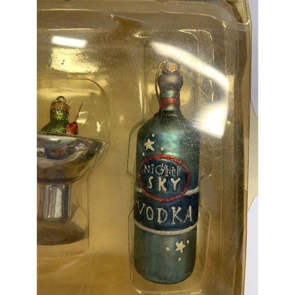 VINTAGE Set 3 Martini Drink Mixer/Shaker - Blown Glass Christmas Ornament RARE - Picture 6 of 10